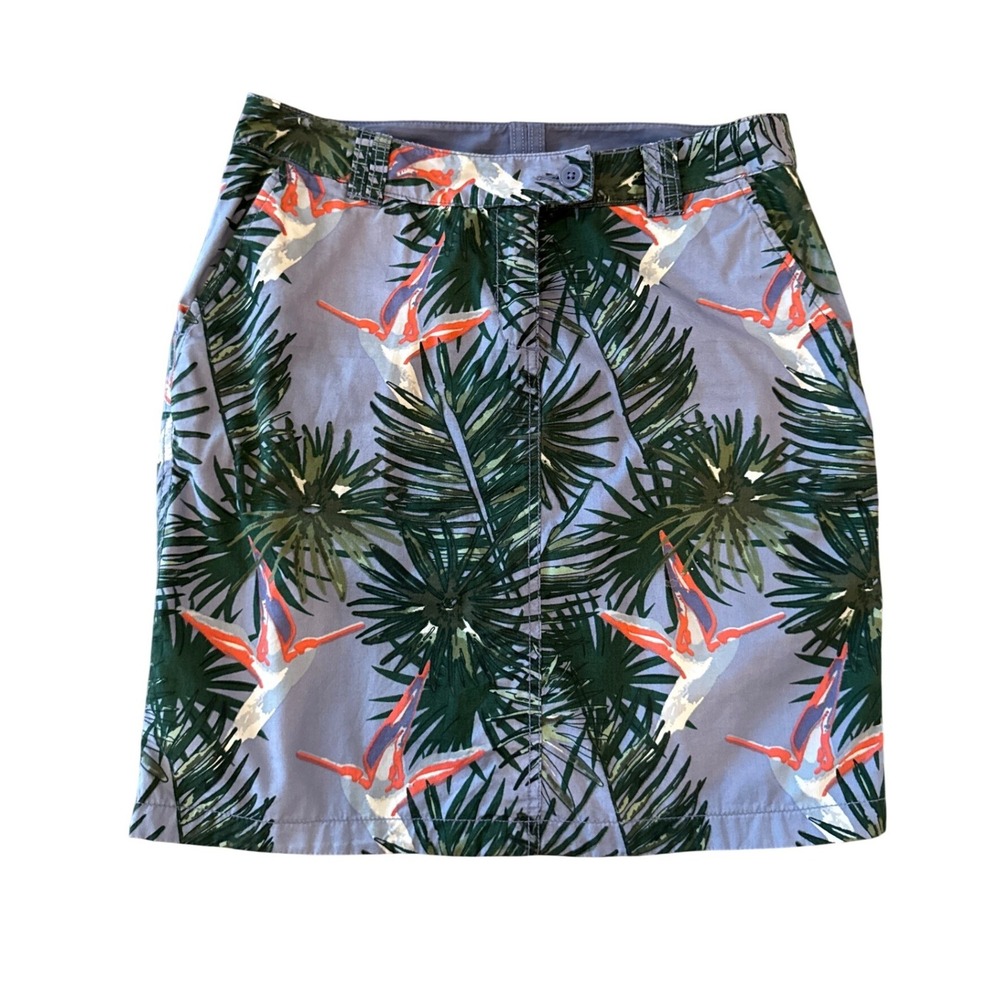 Tchibo Womens Tropical Bird of Paradise Mini Skirt Reversible Pockets Floral
